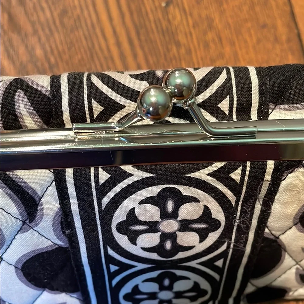 Vera Bradley Quilted Snap Cosmetic Case in Black/White Night and Day Pattern